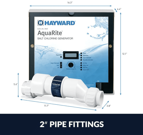 Hayward W3AQR3 AquaRite Salt Chlorination System for In-Ground Pools up to 15,000 Gallons pipe fitting kit.